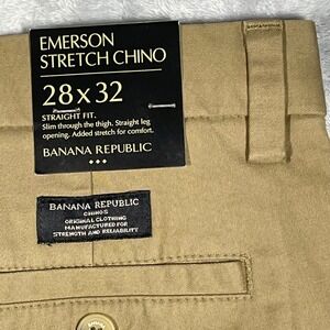 Banana Republic Emerson Stretch Chino Pants Tan Straight Fit Mens 28x32 NEW